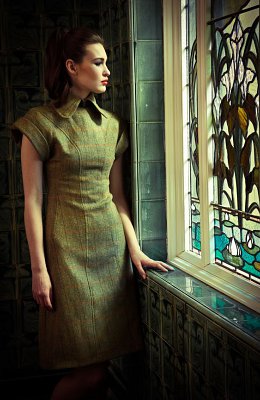 Olive Green Harris Tweed Dress. £520. Sample size 12. Other sizes and colours to order. Bespoke Service is also available.